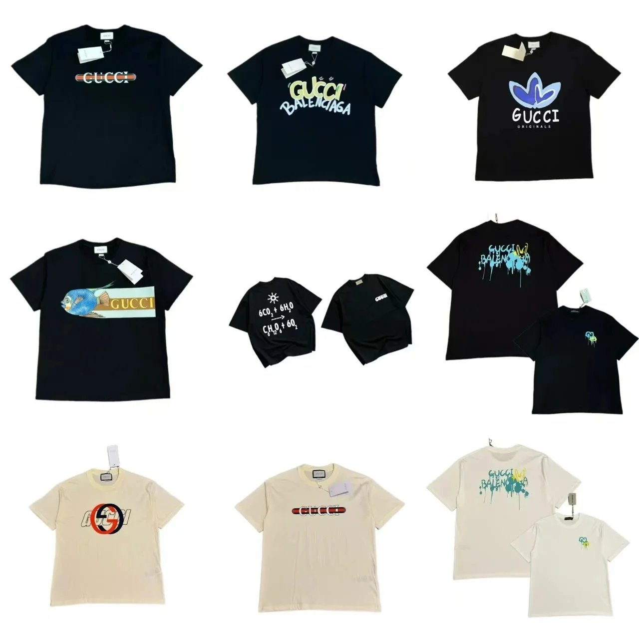 Gucci T-Shirts Collection Black and Beige Designs