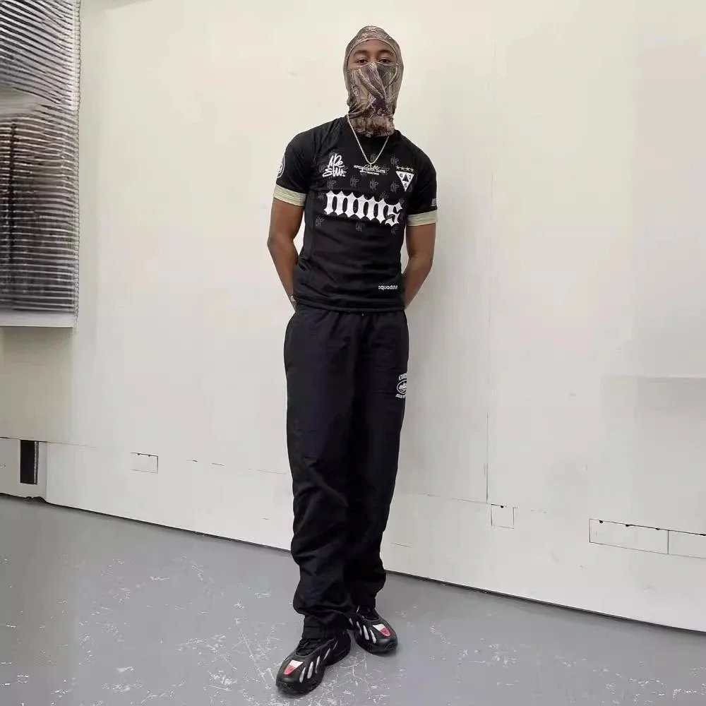 MOS Black Graphic T-Shirt and Joggers Set