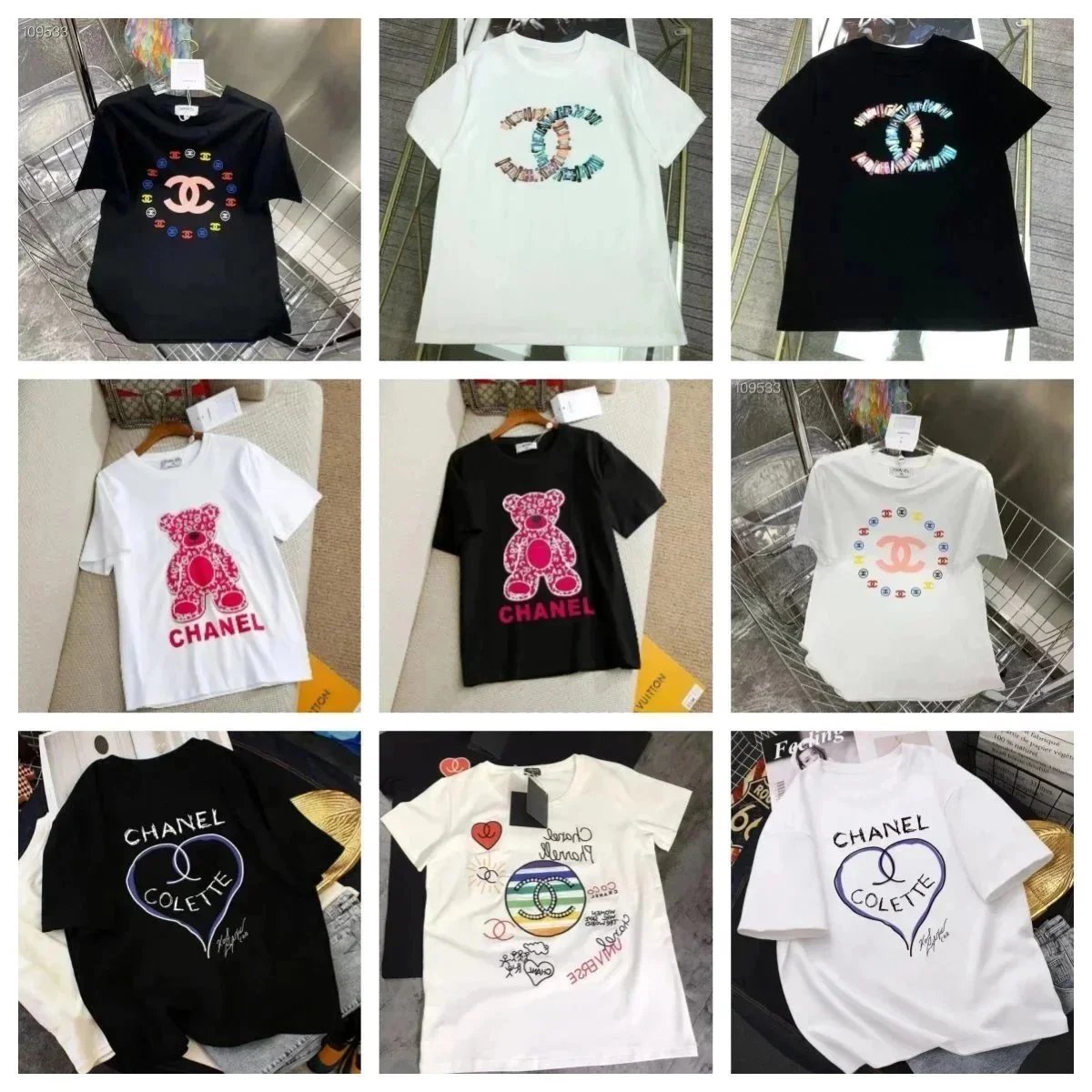 Chanel T-Shirts with Logo and Bear Design for Women