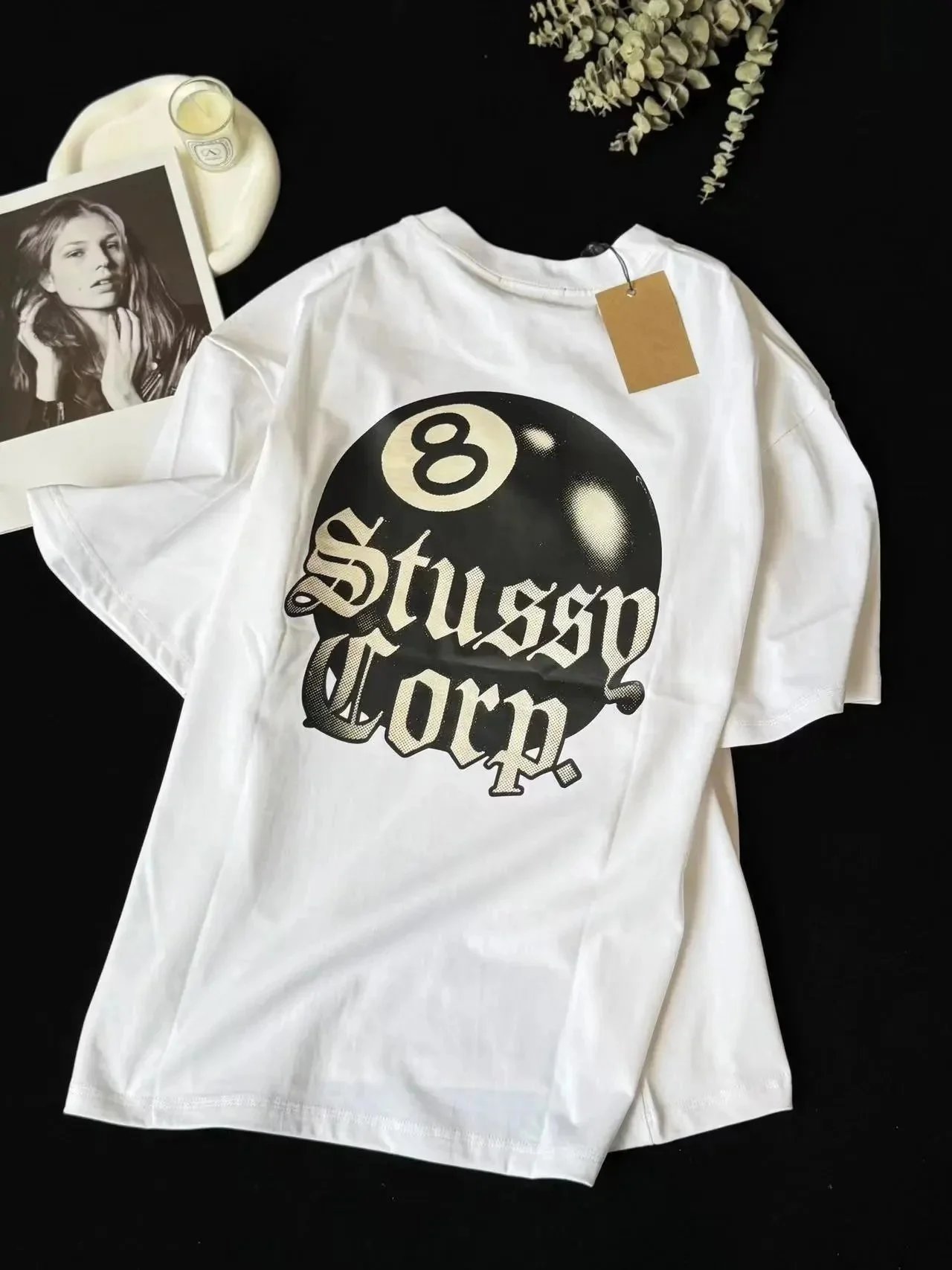 Stussy Corp 8 Ball Logo White T-Shirt