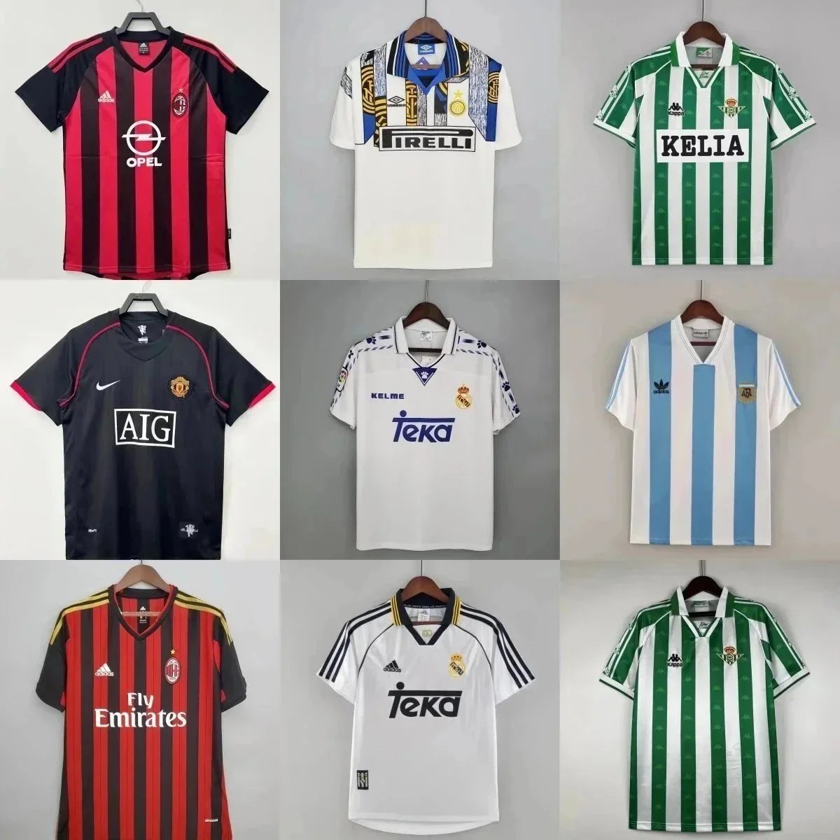 Vintage Football Jerseys Collection from AC Milan Real Madrid and More