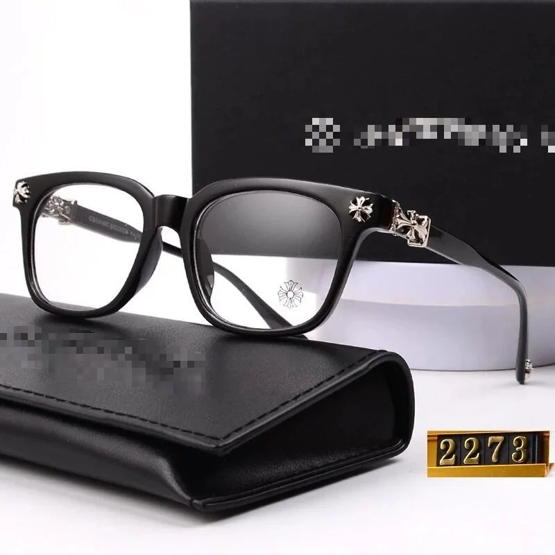 Stylish Black Square Eyeglasses with Decorative Metal Accents 2273