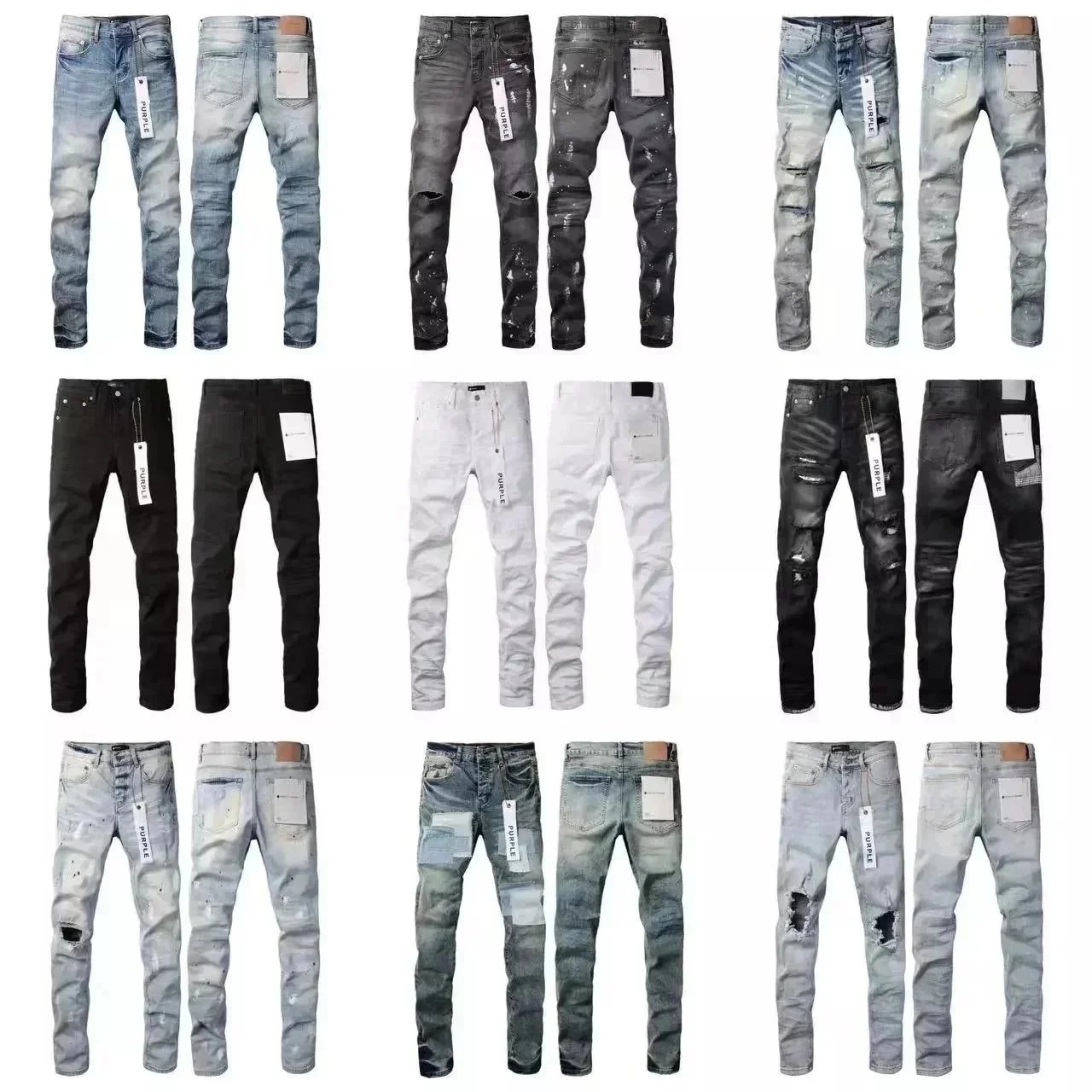 Men's Fashion Distressed Jeans Slim Fit Denim Pants