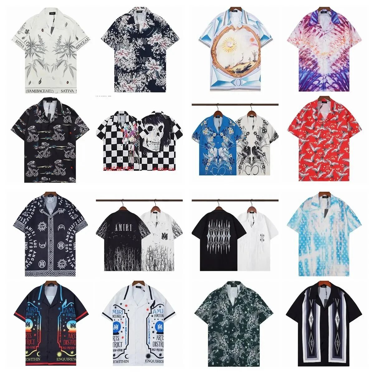 AMIRI Floral Printed Short Sleeve Shirts for Men