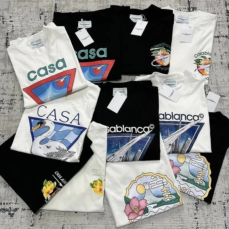 Casablanca T-Shirts with Vintage Logo and Swan Design