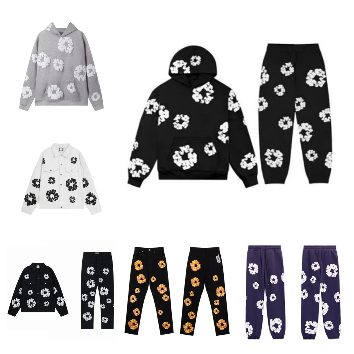 Floral Pattern Hoodies Sweatshirts Jackets Pants Set