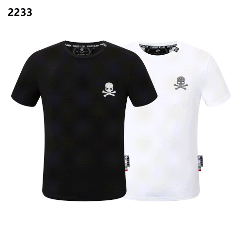 Skull Print Short Sleeve T-Shirt for Men Black and White