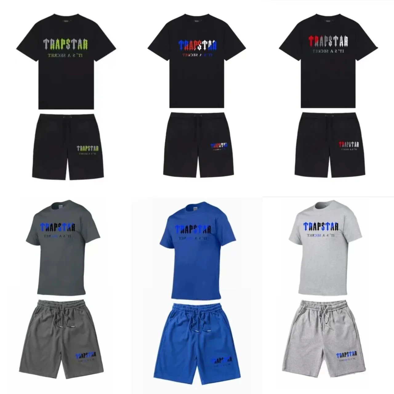 TRAPSTAR T-Shirt and Shorts Set for Men Women Casual Streetwear Outfit