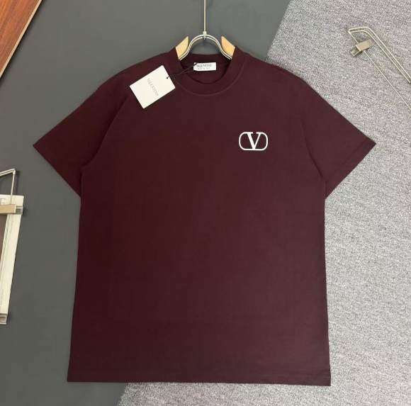 Valentino Logo Embroidered T-Shirt Men's Maroon