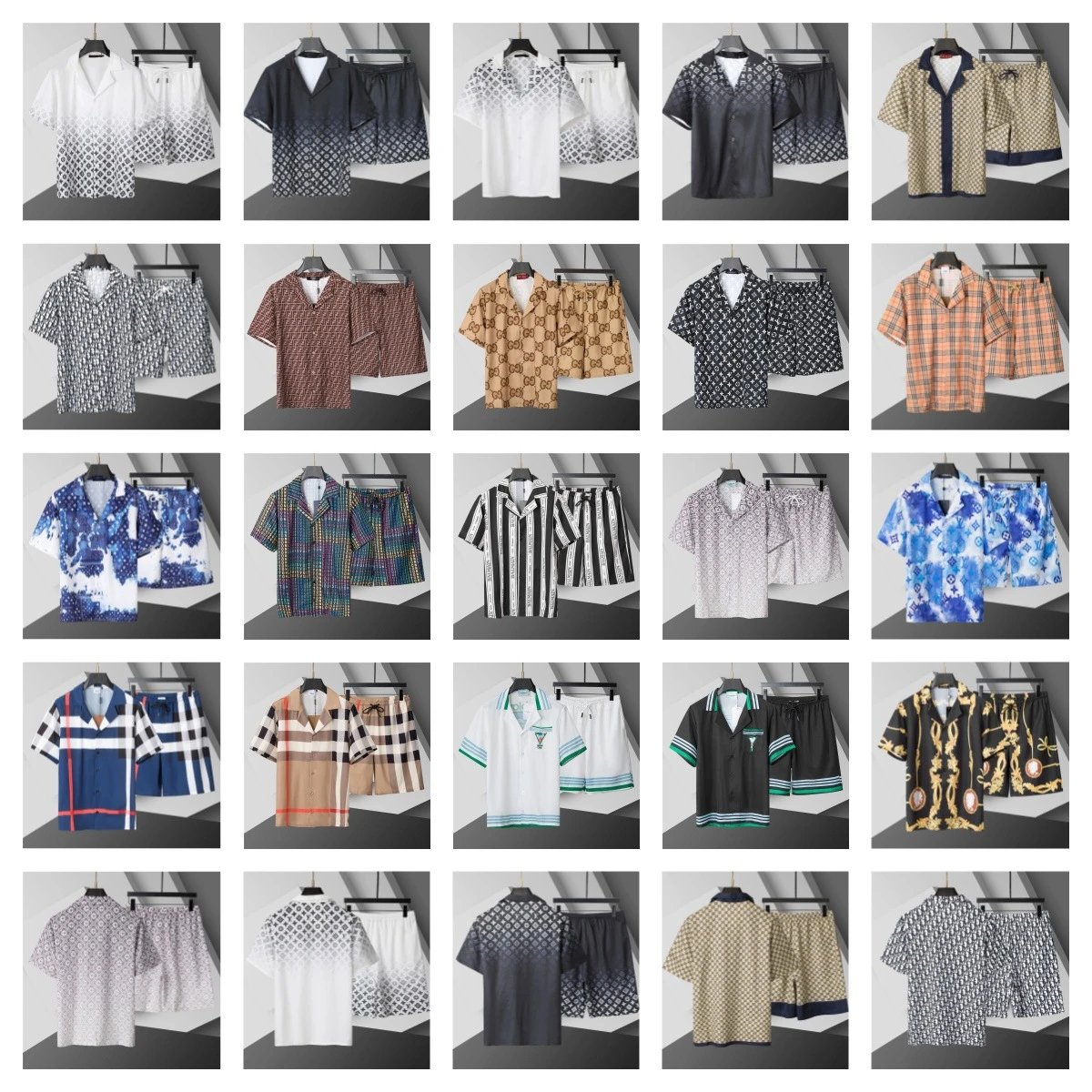 Gucci Men's Printed Short Sleeve Shirt and Shorts Sets