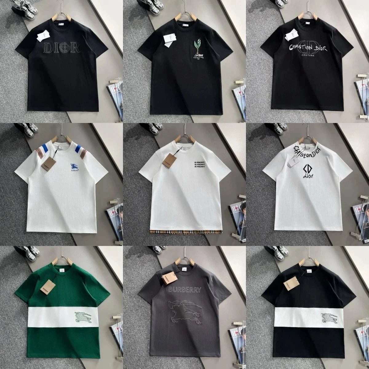 Christian Dior T-Shirt Men's Fashion Brand Logo Print Casual Top