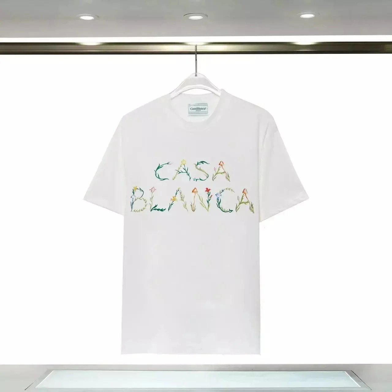 Casa Blanca Floral Embroidered White T-Shirt