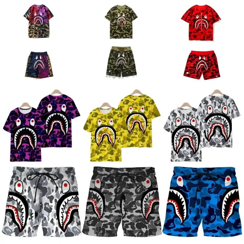 Bape Shark Camo T-Shirt and Shorts Set