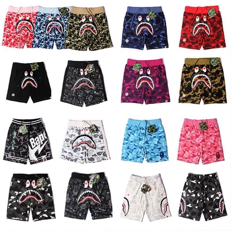 BAPE Shark Camo Print Men's Shorts Streetwear Fashion