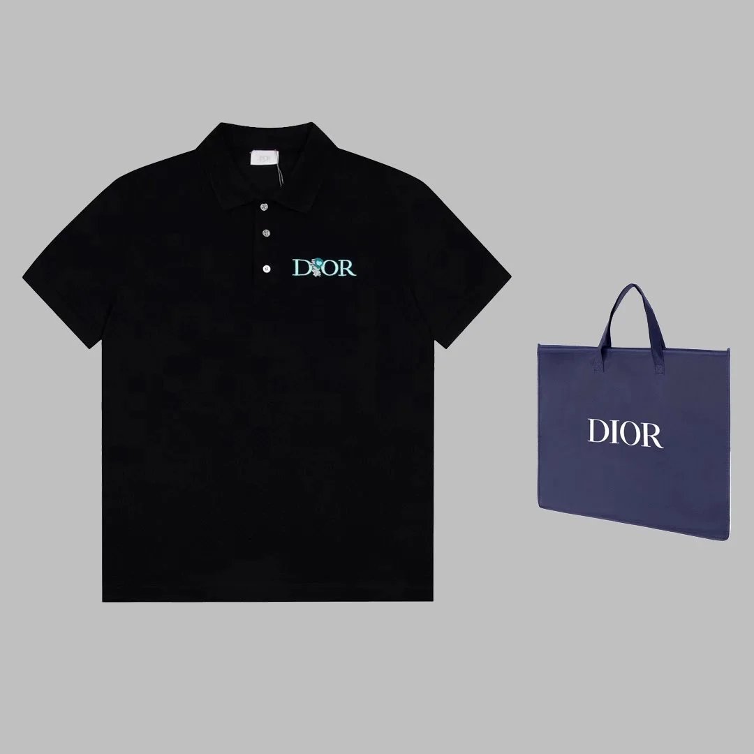Dior Black Polo Shirt with Logo Embroidery