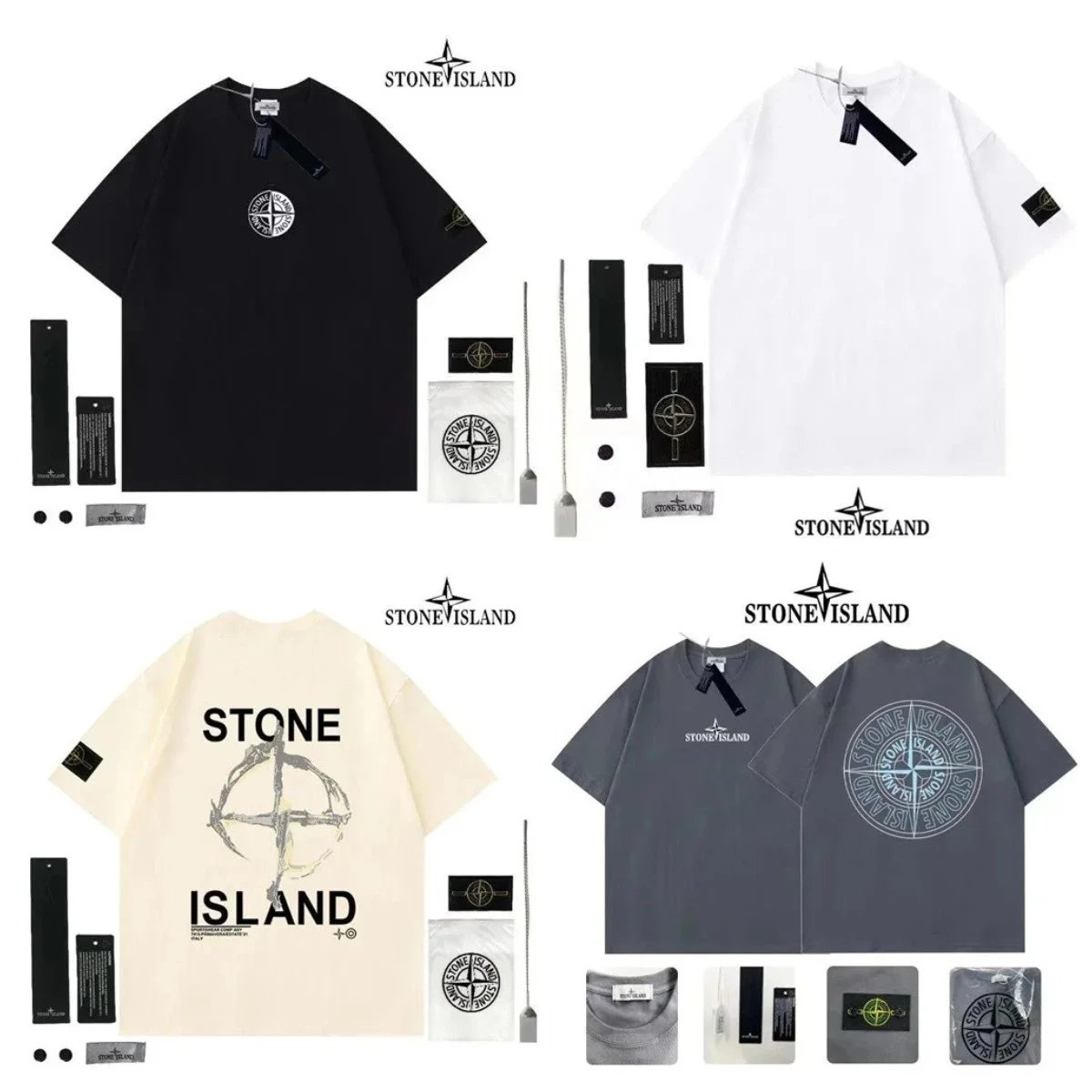 STONE ISLAND T-Shirts Collection - Black, White, Beige and Grey