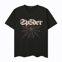 Spider Web Design Black T-Shirt Gothic Style