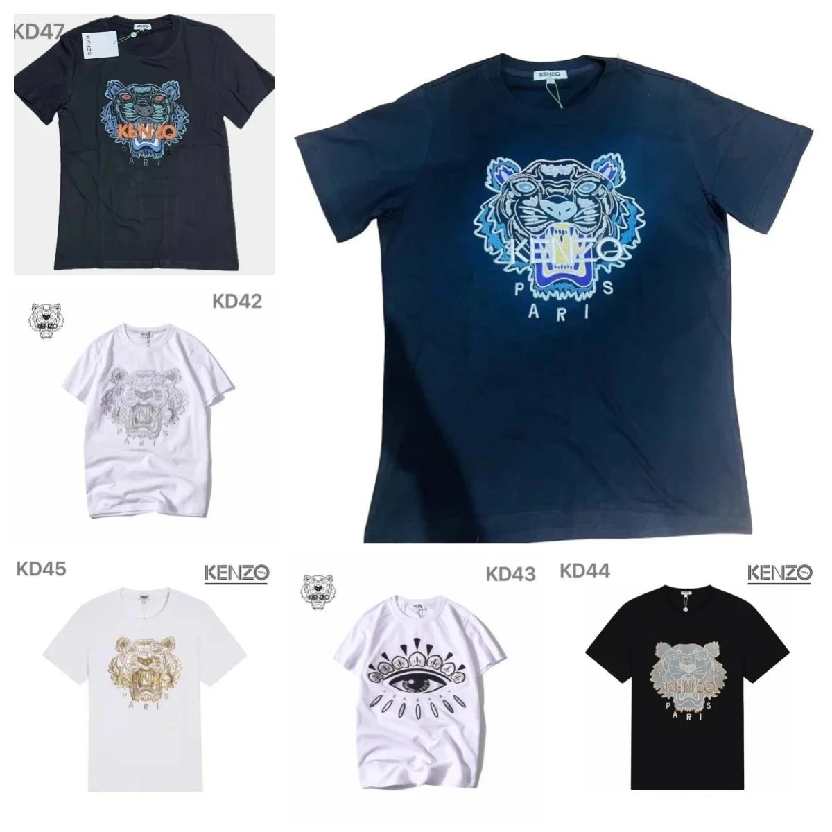 KENZO Tiger Print T-Shirt Paris Logo Men's Fashion Tee