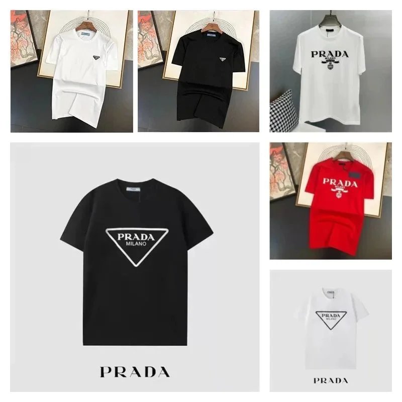 PRADA Logo T-Shirt Men's Fashion Casual Short Sleeve Tee