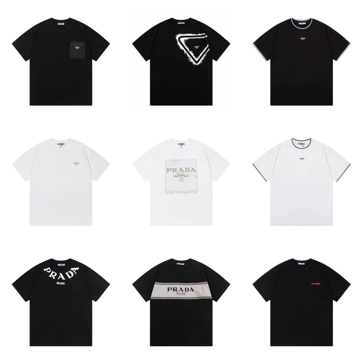 Prada T-Shirts for Men - Black and White Logo Designs