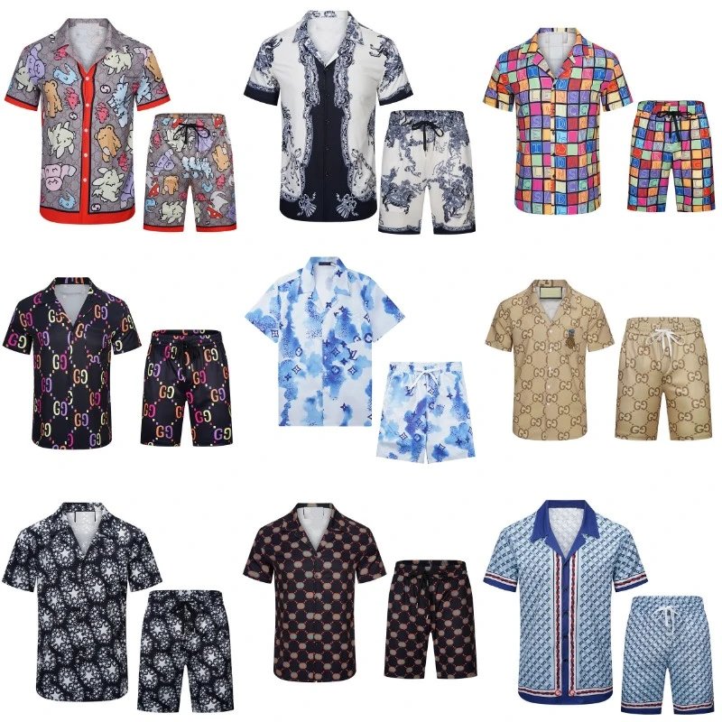 Men's Fashionable Printed Shirt and Shorts Sets for Summer