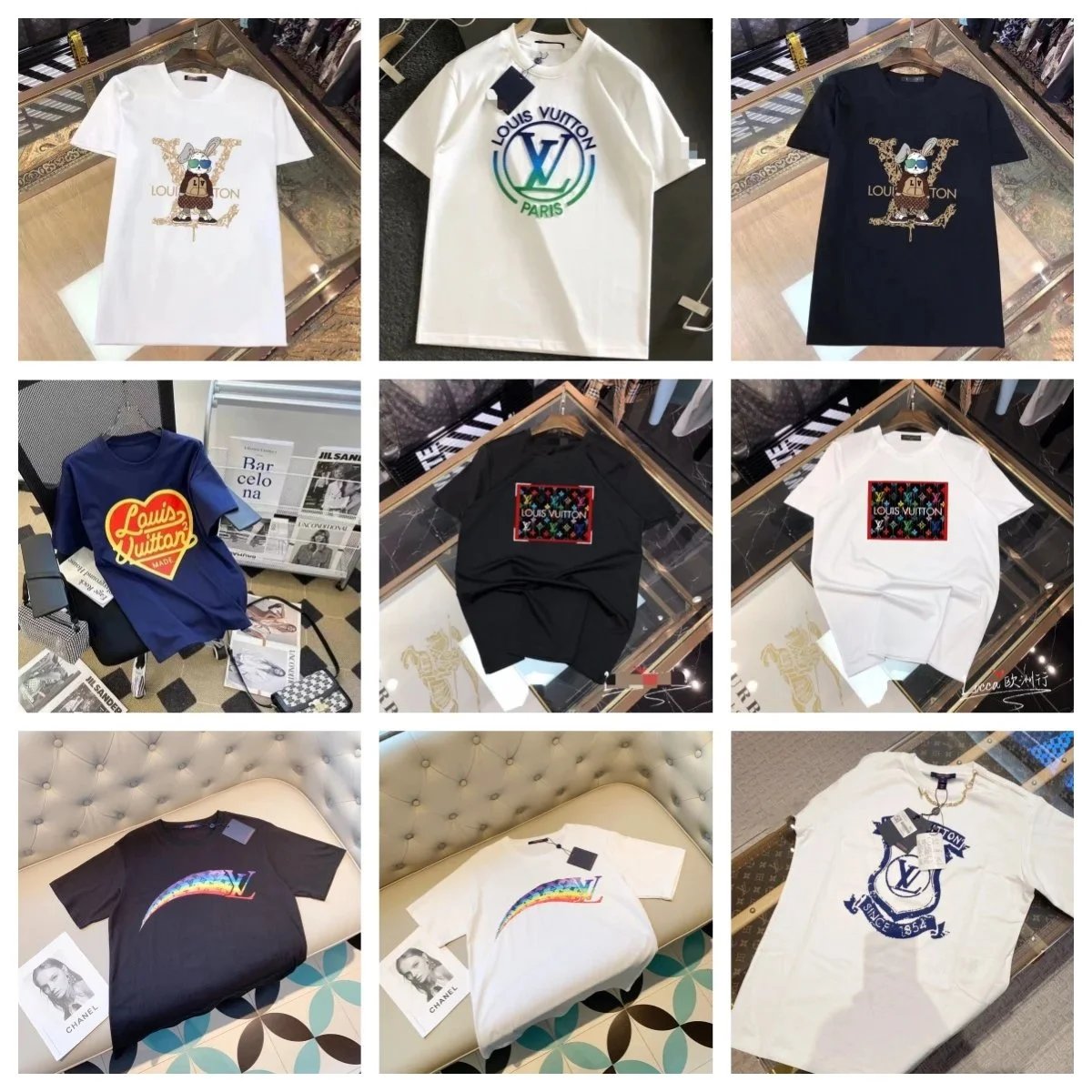Louis Vuitton T-Shirts Men Women Fashion Logo Print Casual Tops