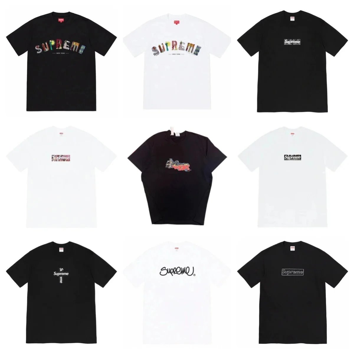 Supreme T-Shirts Collection Black and White Designs