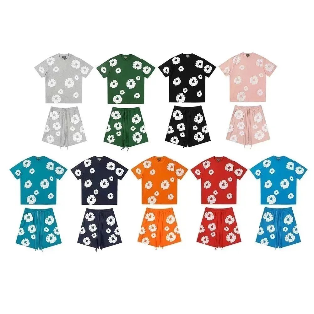 Floral Print T-Shirt and Shorts Set for Men Women