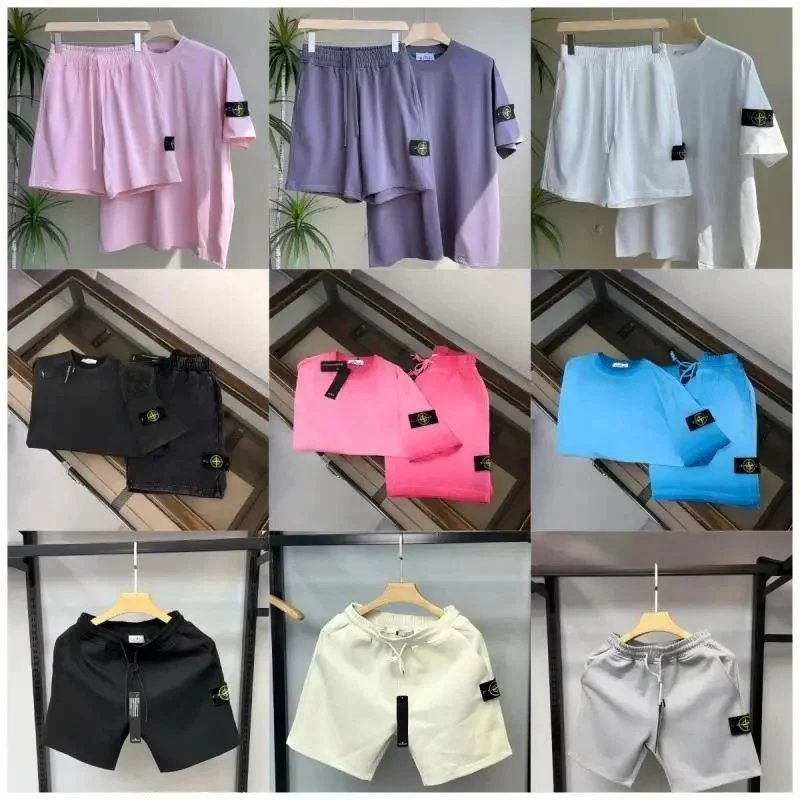 Stone Island Men's Casual Shorts and T-Shirt Sets