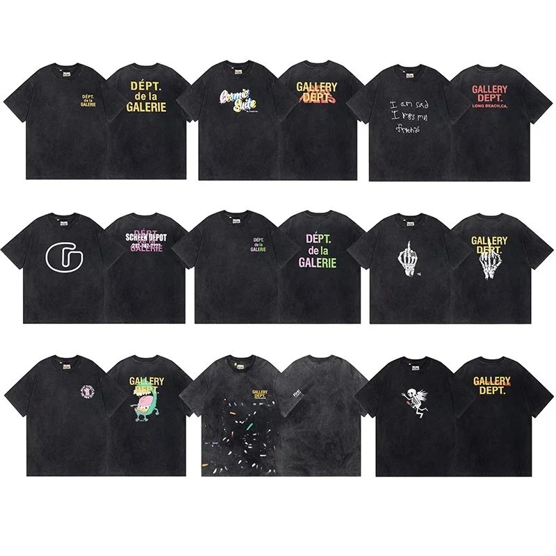 Gallery Dept Black T-Shirts Collection with Unique Graphic Designs